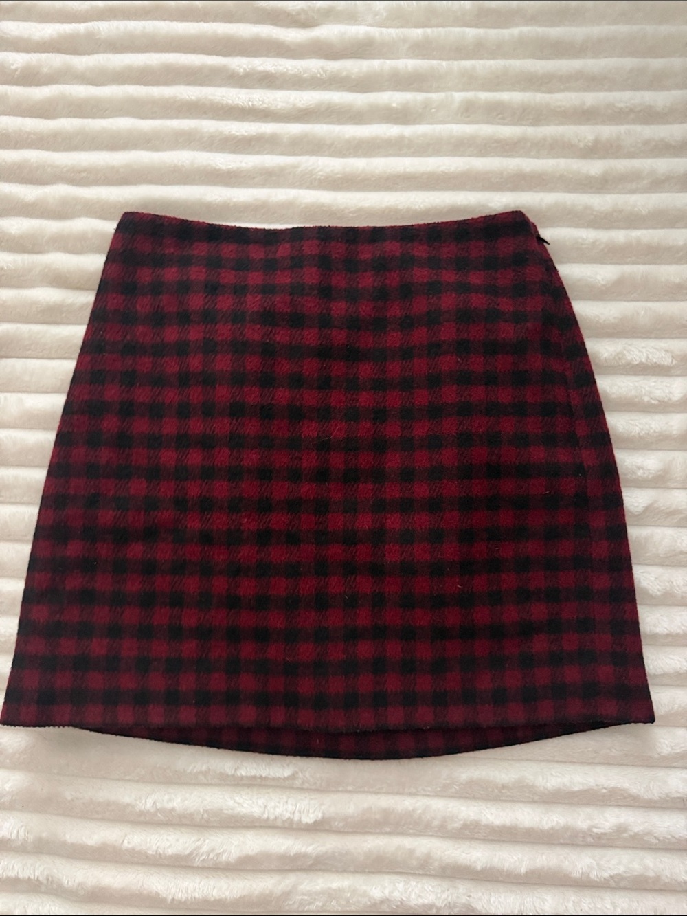 Madewell Red and Black Check Mini Skirt